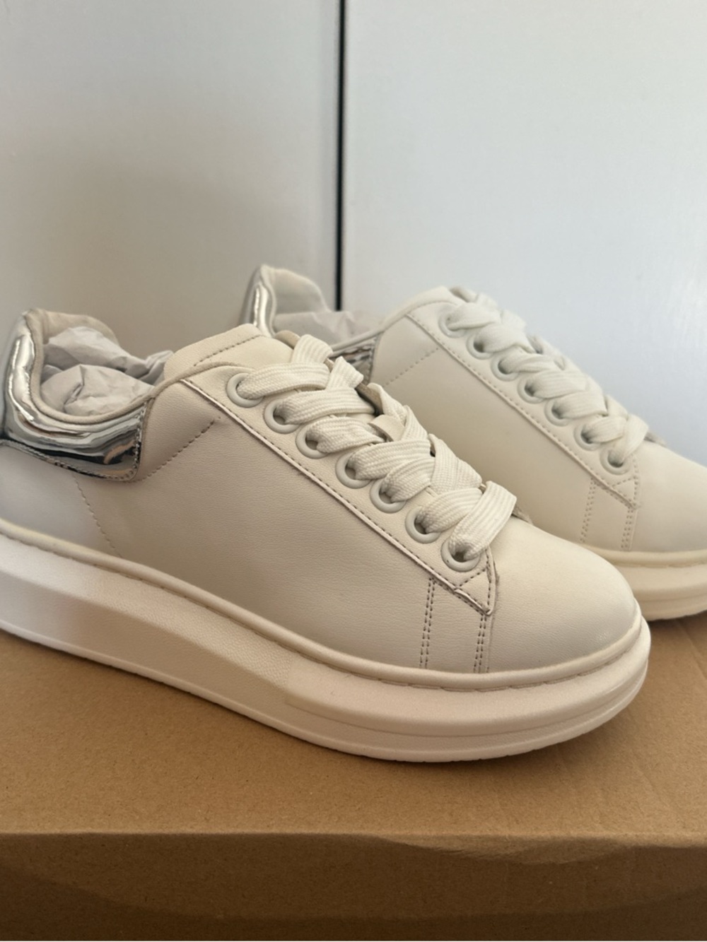 White Platform Lace-Up Women’s Sneakers